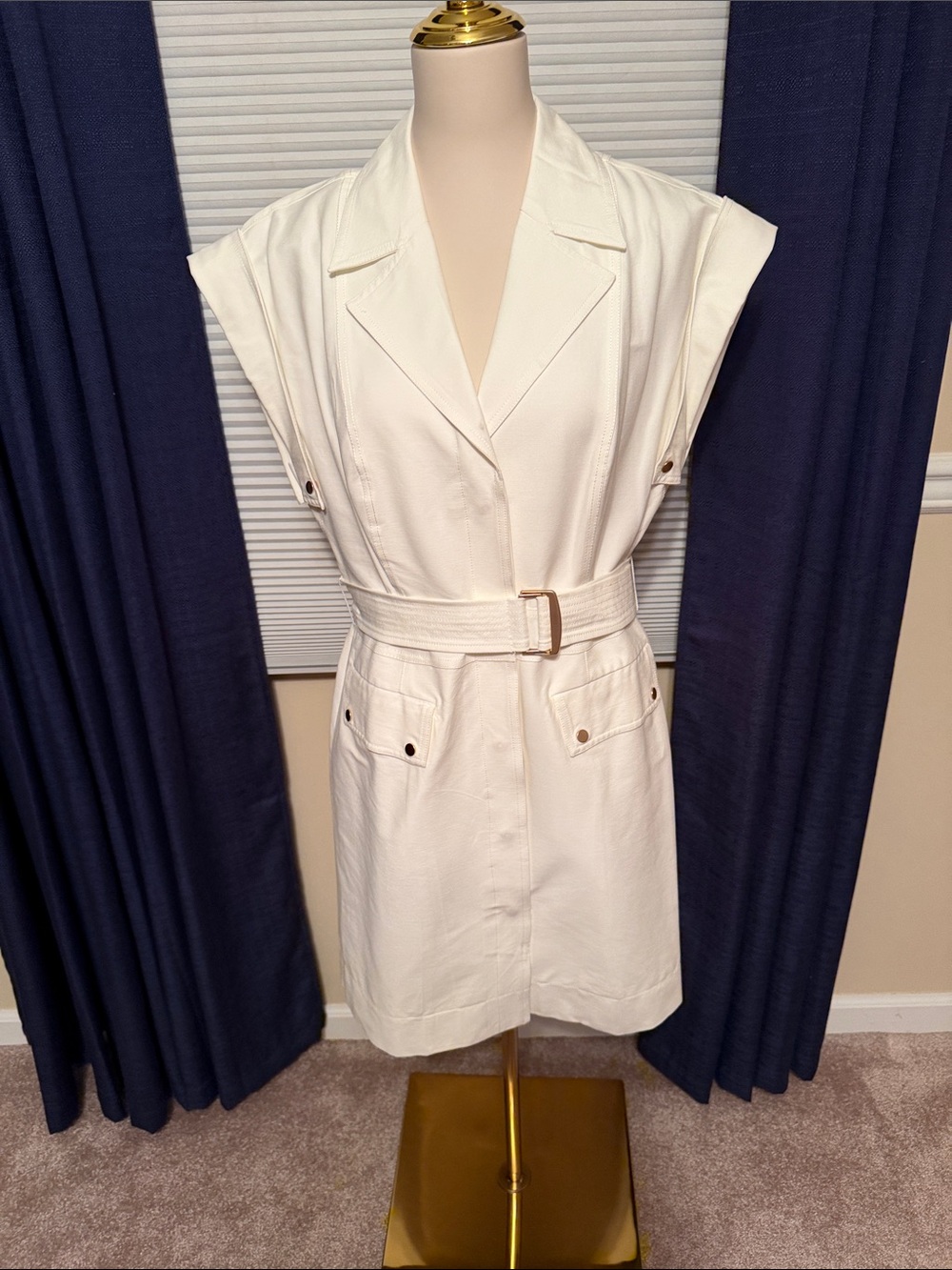 White Belted Safari Dress